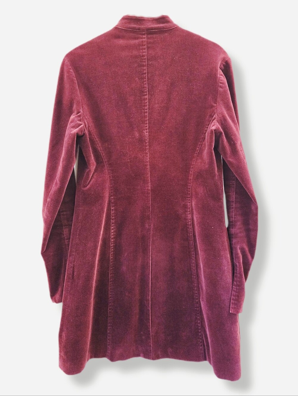 Vintage Tristan & Iseut Velvet Jacket | 90s Burgundy Embroidered Long Blazer XS - Picture 2 of 14